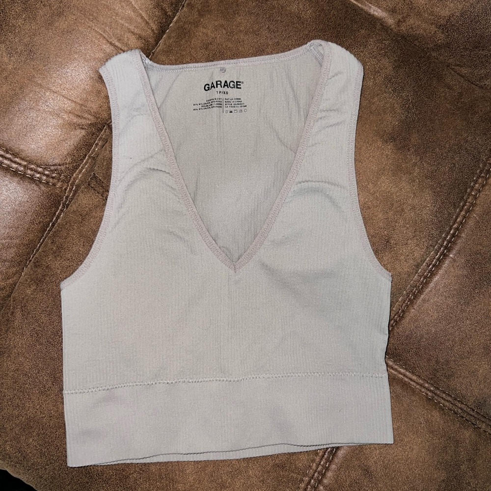 Garage Mauve Fitted Crop Tank Top